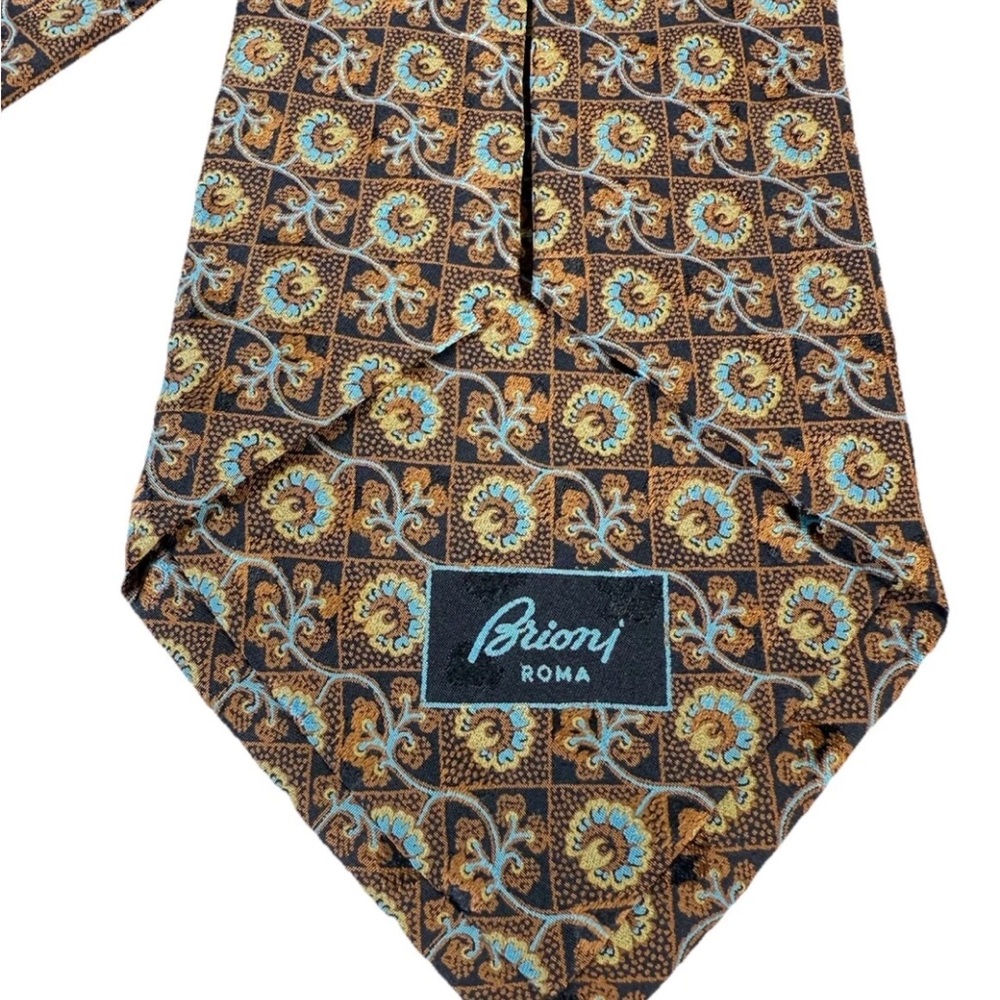 Brioni Brown and Blue Geometric Tie